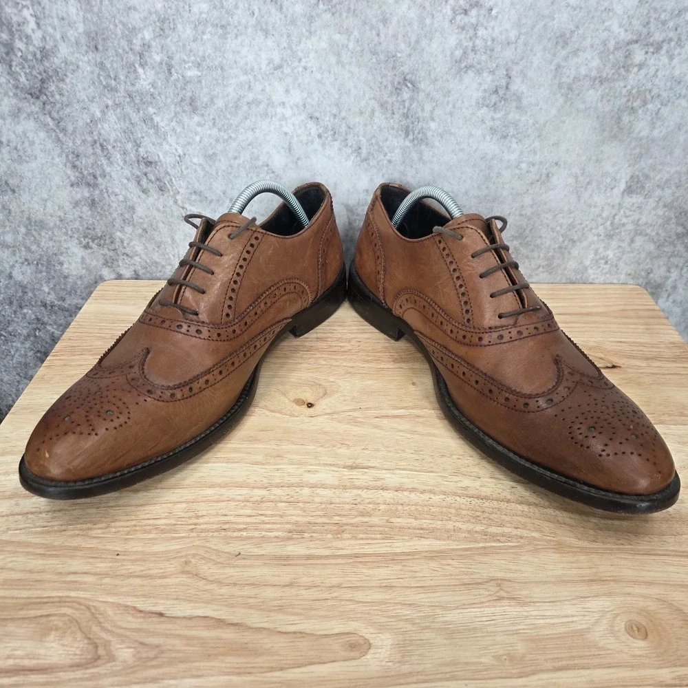 To Boot‎ New York Adam Derrick Oxford Shoes Mens 10 Brown Leather Wingtip Italy